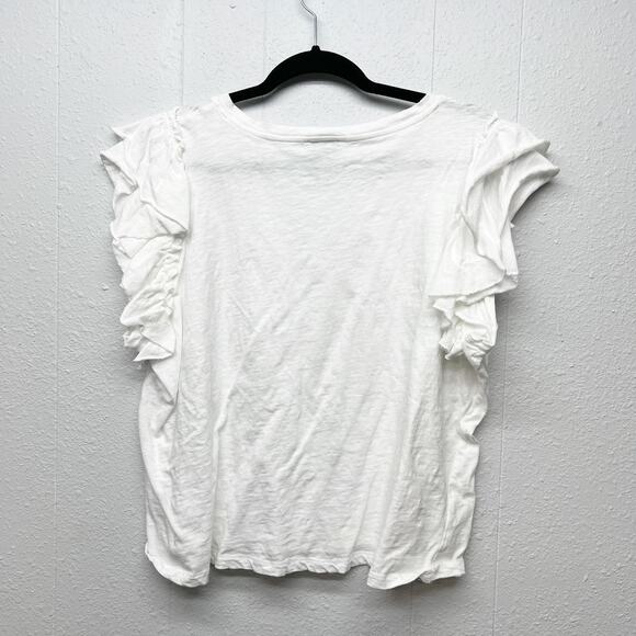 Industry 100% Pima Cotton Ruffle Top Womens 1X Beach Coastal Chic Nautical - Picture 7 of 13